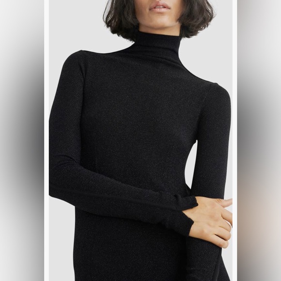 NWT $350 Rag & Bone Lilith Metallic Long Sleeve Turtleneck Maxi Sweater Dress-XS - Picture 5 of 6